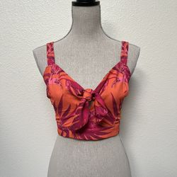 Women’s Tropical Print Crop Top, Size Medium