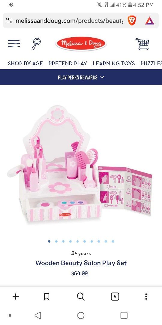 Melissa And Doug Wooden Salon Pretend Play Set