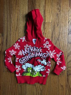 Grinch Themed Christmas Sweater With Hoodie