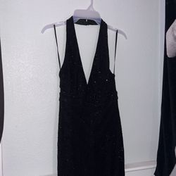 Black sequins prom dress