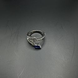 18K Gold Blue Stone & Diamond Ring – 7.30g, 1.37ct Diamonds, Size 7