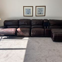 Leather 5-Piece Power Reclining Sectional Couch 