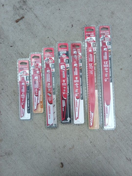 Diablo 6" 9" 12" Carbide Reciprocating Blades (MULTIPLE 3 PACKS)