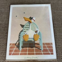 Vintage 90s Bedard sitting duck print framed