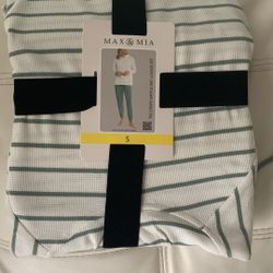 Max & Mia Women's 2 Piece Stripe Waffle Knit Lounge Set, Hoodie and Jogger