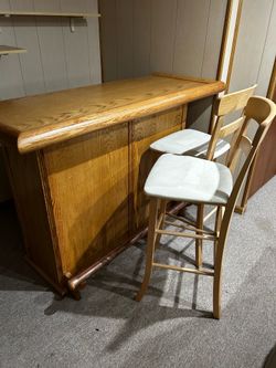 Wooden Bar and Chairs Set