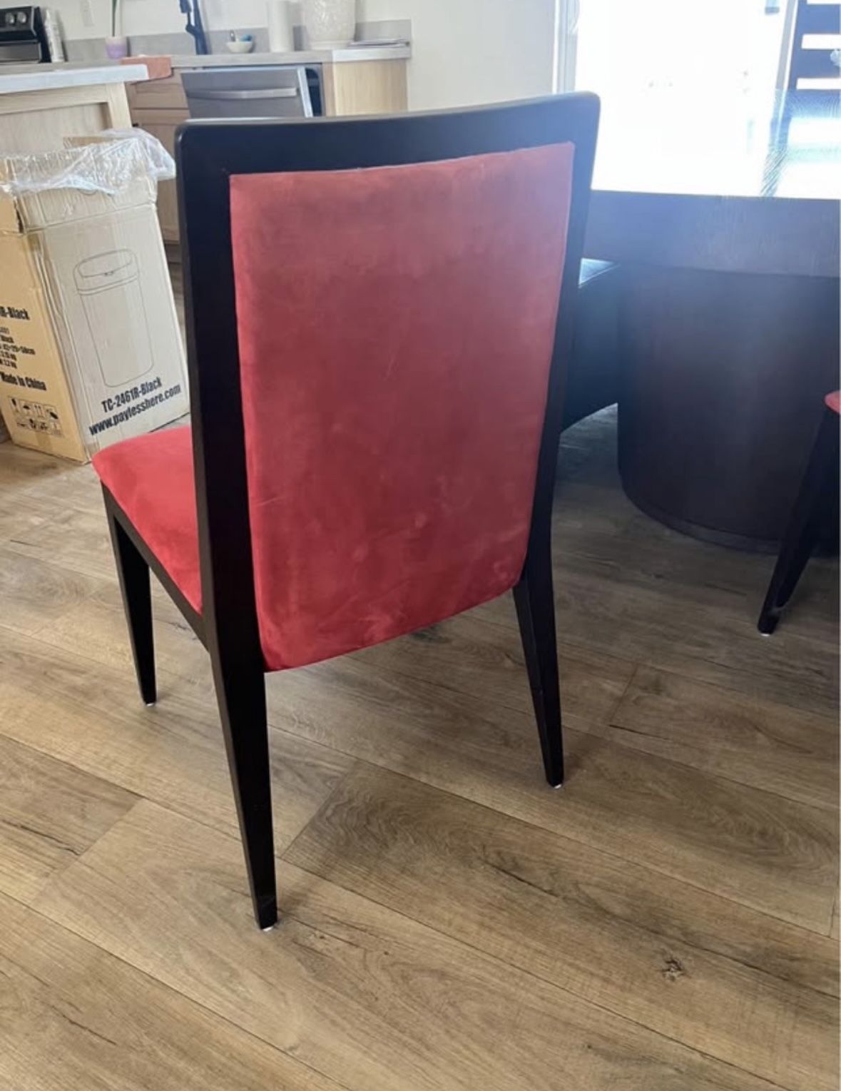 5 Luxury Red Suede Dining Chairs