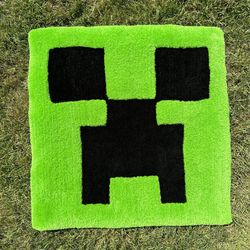Minecraft Creeper Rug | Handmade | custom rug | very softy and cute | gifts |