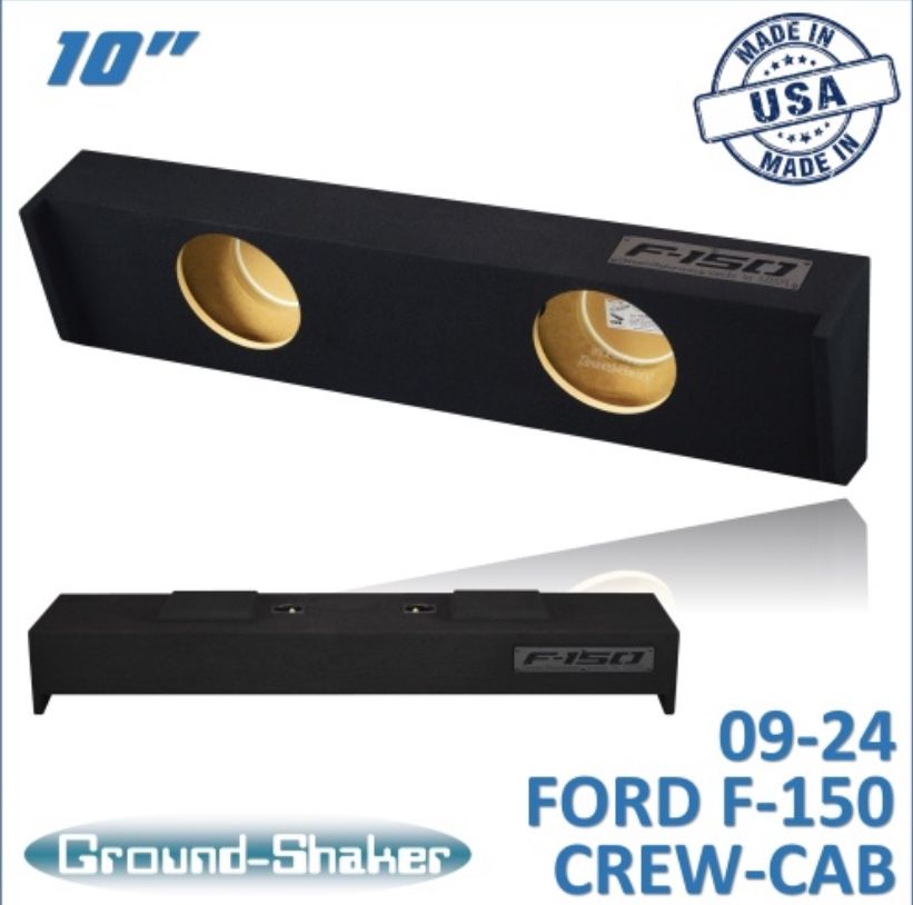 GS-DF150210B Black 10" Dual Sealed Sub Box, Fits 09-24 Ford F-150 Crew-Cab