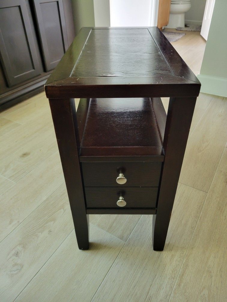 Small Brown Wood End Side Table 24 x 12