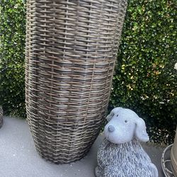 Small Weather-Resistant Wicker Basket Planter