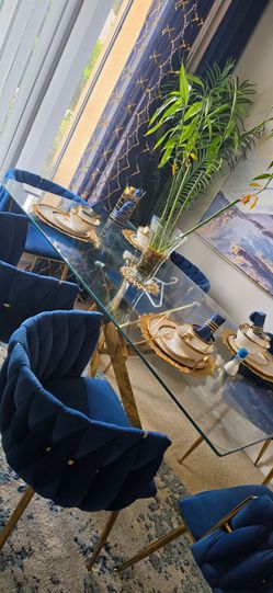 Dining table with six chairs