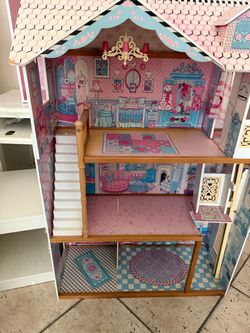 Large Wooden Dollhouse with Staircase