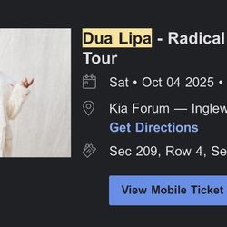 Dua Lipa Tickets LA October 4th!