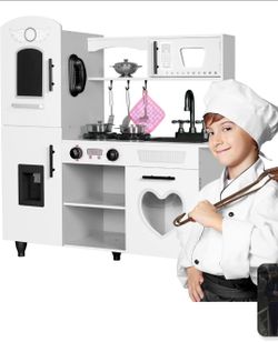 Wooden Kitchen Playset for Toddlers - Kitchen Toy Set with Lights & Sounds for Pretend Play, Gift