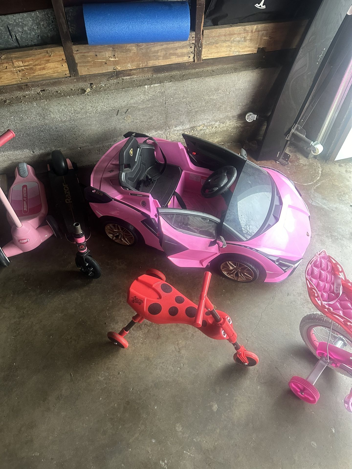 Kid Lamborghini And Lady Bug Scooter