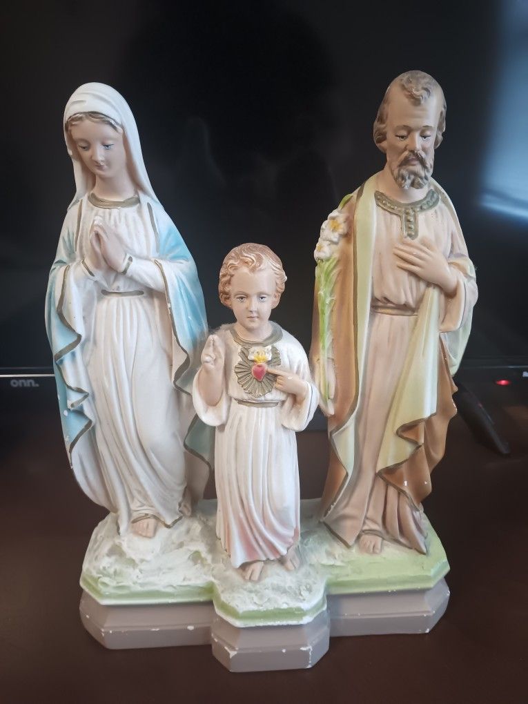 Holy Family Chalkware Statue