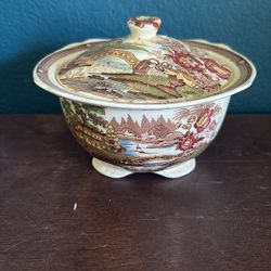 1940 Royal Staffordshire Clarice Cliff TONQUIN Made in England Sugar Bowl & Lid  