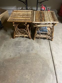 Rustic Twig Side Tables Set of 2