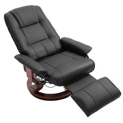 Faux Leather Adjustable Manual Traditional Swivel Base Recliner Chàír with Footrest Thumbnail