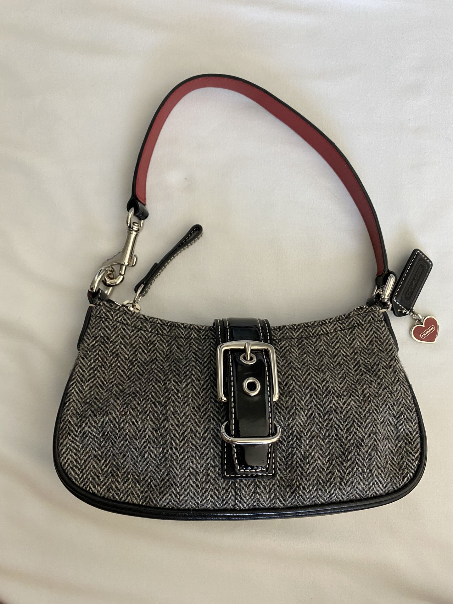 Coach Herringbone Wool & Leather Shoulder Bag for Sale in Merced 