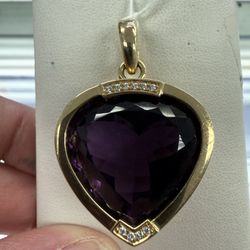 14k Gold Amethyst Pendant 