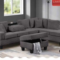 Black Friday Sale!!! Cozy Sectional With Drop Down Console With Cupholders  – now with a FREE Storage Ottoman!