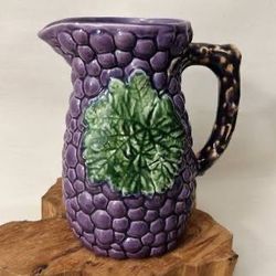 Vintage Jay Wilfred Grape Porcelain Water Pitcher Made In Portugal Home Decoration Accent