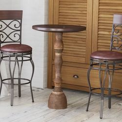 Costway Set of 2 Vintage Bar Stools Swivel Padded Seat Bistro Dining Kitchen Pub Chair