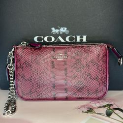 Coach Nolita Wristlet 19 in Exotic Embossed Leather, Style 64712, Light Plum