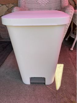 Tall White Trash Can