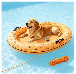 Dog Pool Float with Rope, 55" x 35" Inflatable Dog Floatie Small, Medium and Large Dogs up to 80 LB for Pool and Beach Summer Use