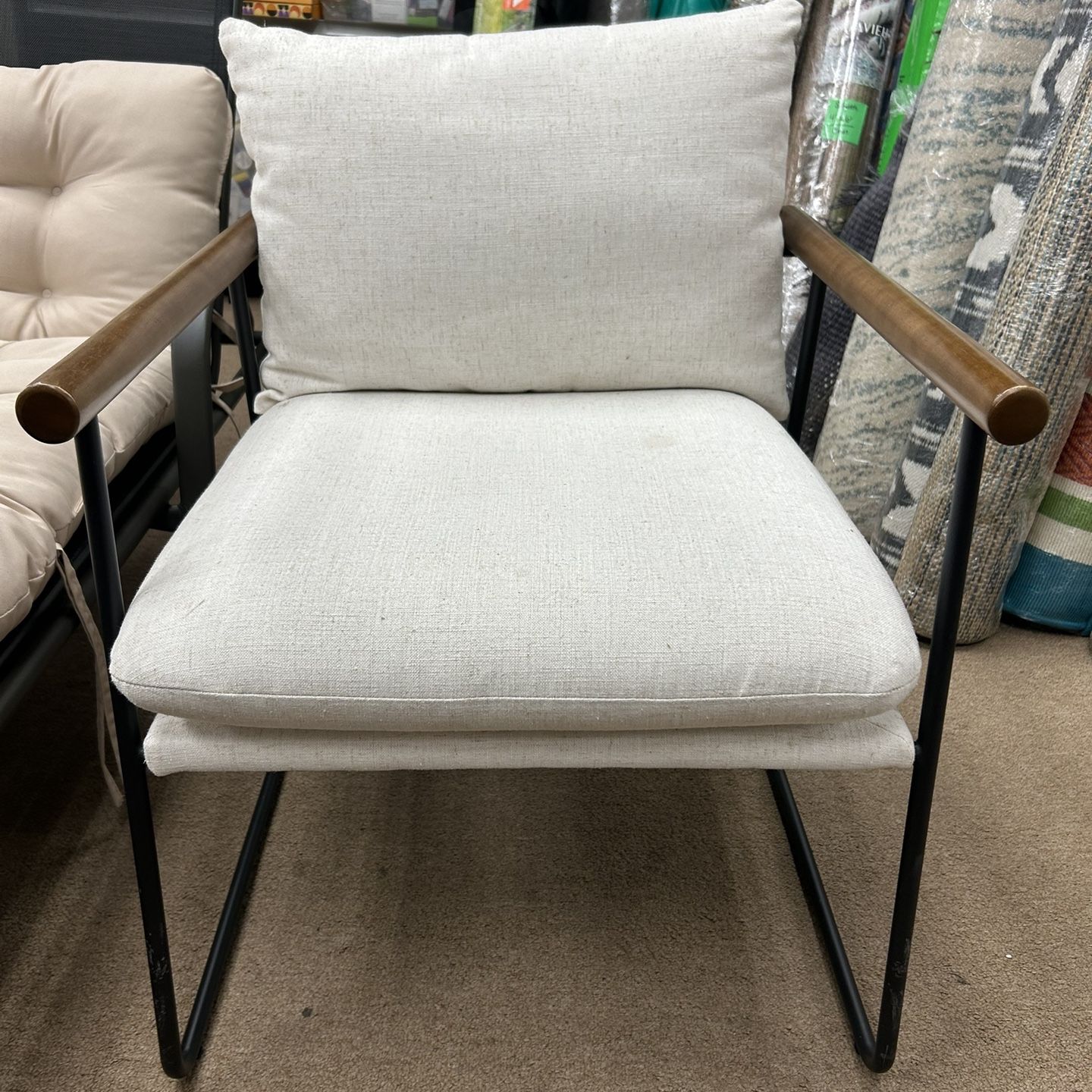 Cushioned Metal & Wood Accent Arm Chair - Cream/Black - Hearth & Hand with Magnolia