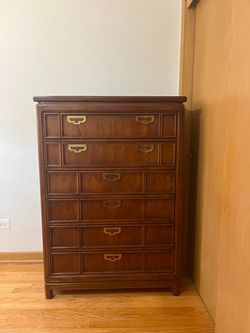 Vintage Wooden 6-Drawer Tall Dresser