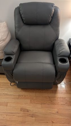 Grey Reclining Chair (Faux Leather) with Massage