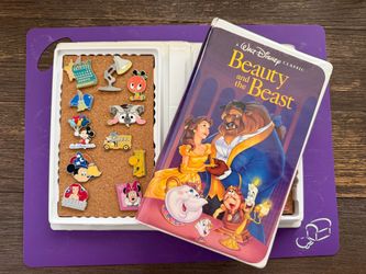 🥀🎬 Vintage Disney Beauty and the Beast VHS Pin Board 🎬🥀  Turn heads at the Disney parks with this one-of-a-kind vintage Disney collectible!  I too