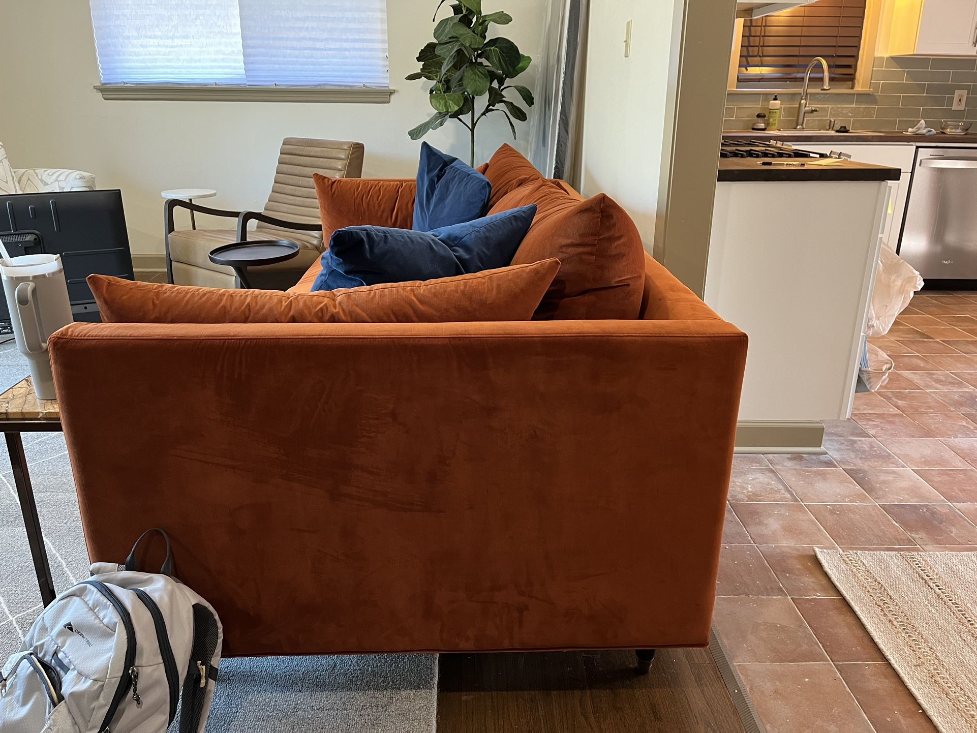 Brand New Orange Velvet Couch 