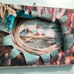 Lighthouse In “ Busted Canvas” Style 