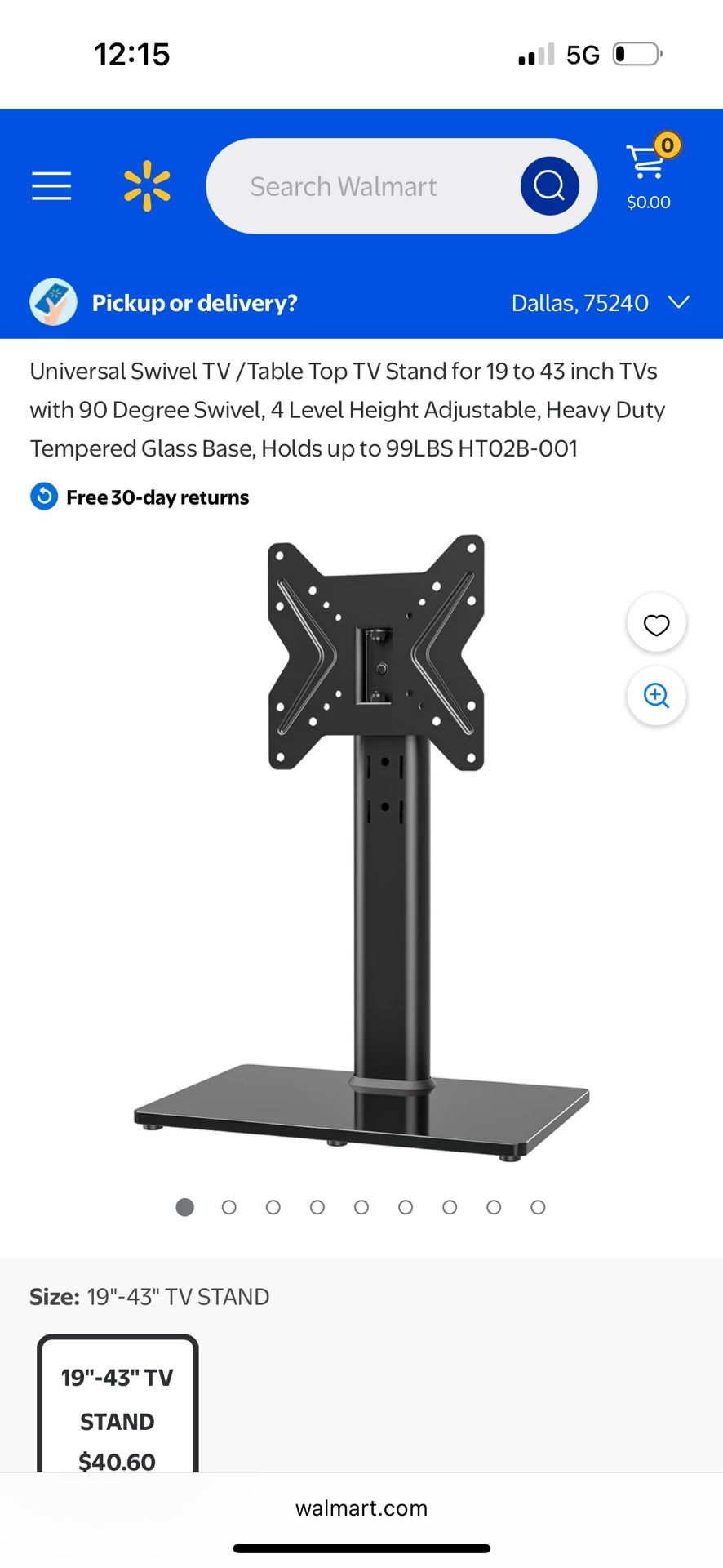 Universal Swivel TV /Table Top TV Stand for 19 to 43 inch TVs