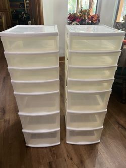 Set of 2 Gracious Living 7-Drawer Plastic Storage Towers