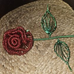 Handmade Metal Wire Red Rose 