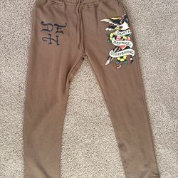 small brown ed hardy sweatpants