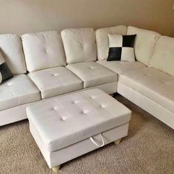 White Three-Piece Sectional