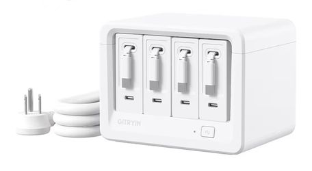 Gitryin 12-in-1 Desktop Charging Station with 4 Retractable Wall Chargers