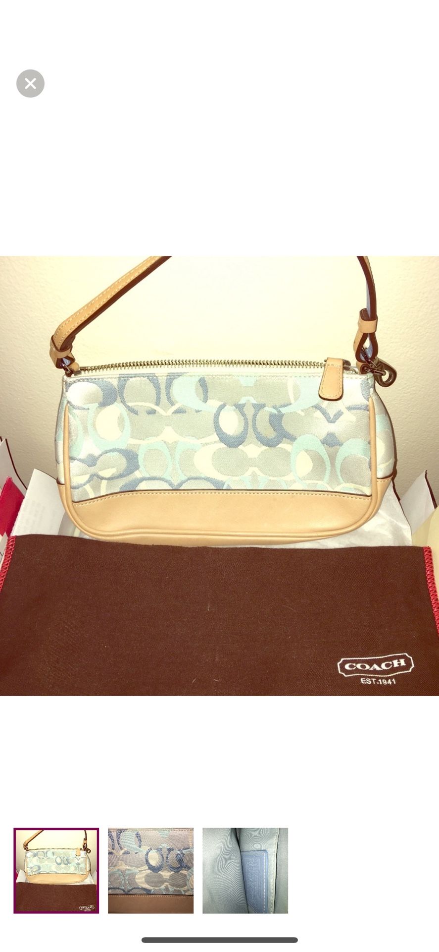 Coach Blue Optic Signature Jacquard Pouchette Demi Bag
