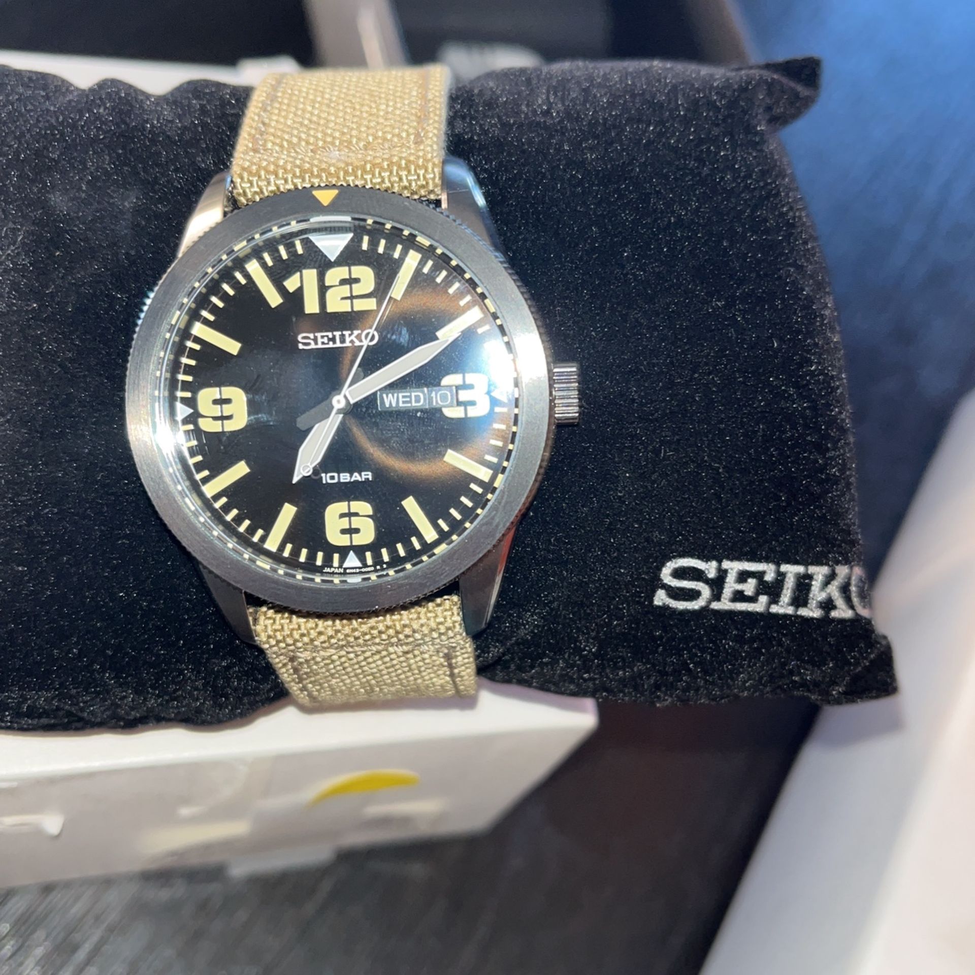 seiko men's beige nylon strap solar dress watch Seiko Solar Two Tone White Dial Men's Dress Watch SNE246P1  Chronobuy