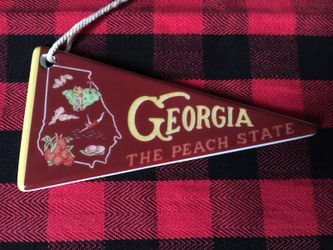 New 5 1/4 x 2 1/2” ceramic Georgia ornament