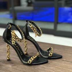 Tom Ford Women Black Chain Ankle-Strap Sculptural-Heel Shoe Sz US 8/EU 39/  UK 7 for Sale in Las Vegas, NV - OfferUp