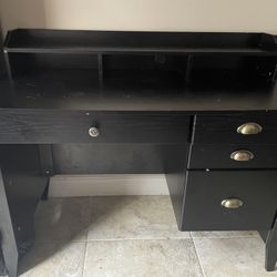 Black Wooden Desk With 4 Drawers- Computer Table