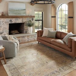 Loloi Magnolia Home by Joanna Gaines Millie Collection MIE-03 Gold/Charcoal 7'-10" x 10', .25" Pile Height, Area Rug